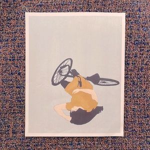 Girl on fallen bike print